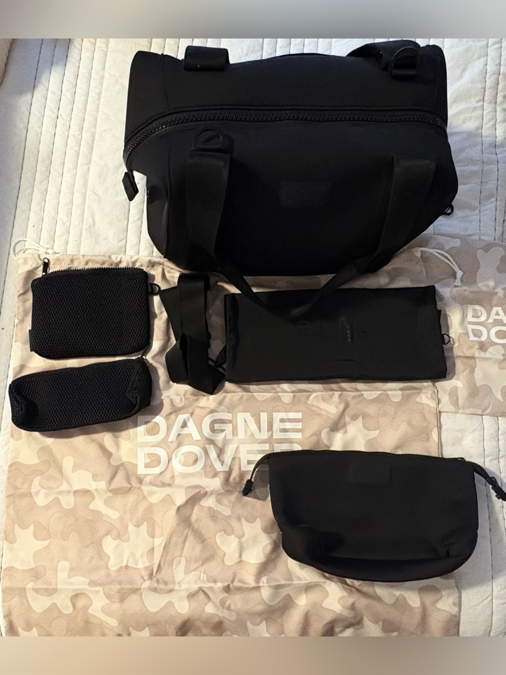 Medium Dagne Dover Black Duffel Tote with Wide Straps - Picture 12 of 15